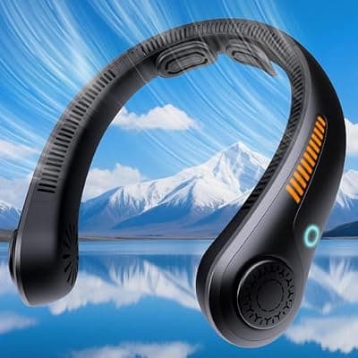 [AUIIAH] AUIIAH Portable Neck Fan Rechargeable Wearable Personal Fan Blow Cold Air, 5 Speeds, USB Battery, Neck Cooler with Neckbrace, Gift for Men Women, Sports, Gardening, Home, Outdoors, Travel, Camping