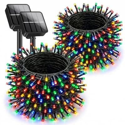 [Brightever] Brightever Solar String Lights for Outside, 2-Pack Total 92FT 240 LED Solar Powered Fairy Lights IP65 Waterproof, Outdoor String Light for Patio, Yard, Tree, Balcony, Garden Decorations, Multicolor