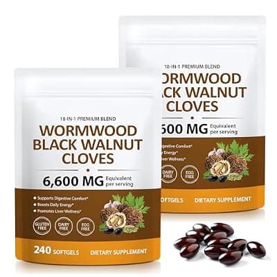 [UXENPHXF] UXENPHXF 18-in-1 Wormwood Black Walnut Clove Herbal Softgels, Rapid Gut Cleanse & Digestive Health with Black Walnut Hull, Wormwood, Clove, Garlic, Oregano, Pumpkin Seed, Easy-to-Swallow -2Pack