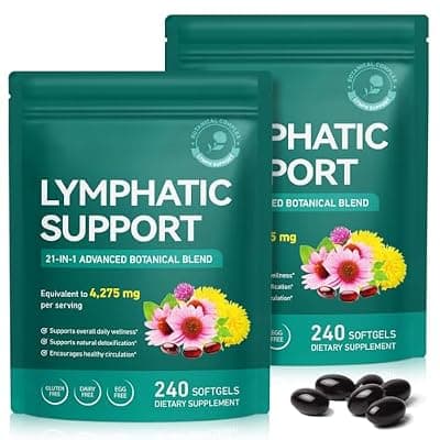 [UXENPHXF] Lymphatic Drainage Supplements, Lymphatic Support Softgels for Immune Health, Plant-Based Formula with Echinacea, Burdock Root, Elderberry, Bromelain, Turmeric, 240 Softgels -2Pack