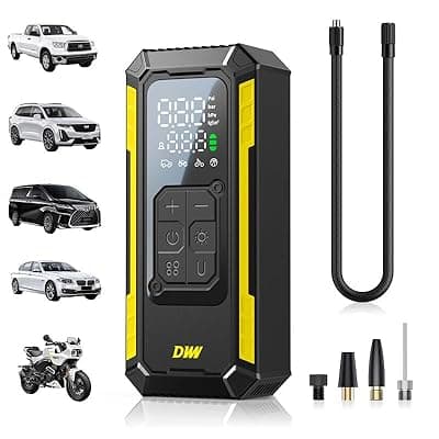 [DWW] Tire Inflator Portable Air Compressor, 150 PSI Portable Tire Inflator for Car with Digital Gauge, Air Pump for Inflatables with LED & Auto Shut-Off, Ideal for Car, Motorcycle, Bicycle and Ball