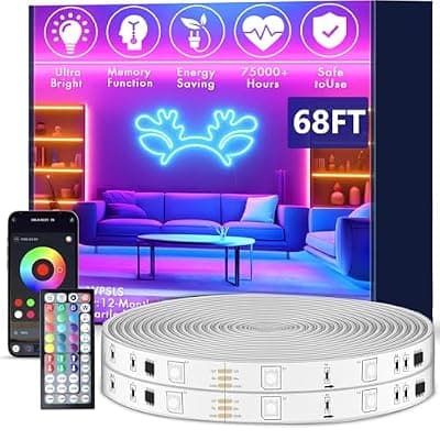 [roperry] roperry 68FT Outdoor LED Strip Lights,IP68 RGB LED Lights with Remote and APP Control, Outdoor Strip Lights for Pool, Balcony, Roof, Garden, Stairs (1 Roll)