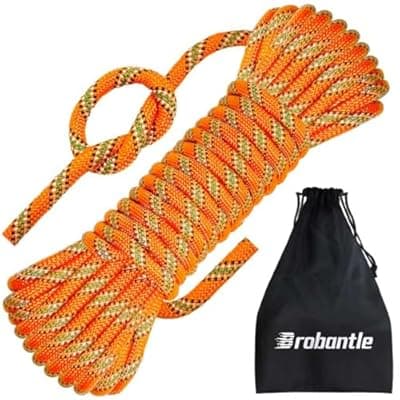 [Brobantle] 10.5mm/12.7mm Static Climbing Rope 32FT to 150FT, 3825lbs-9000lbs High Strength Rock Climbing Rope, Arborist Bull Rope For Rappelling Tree Work, Hiking Camping, Fire Rescue, Caving,Sailing,Swing
