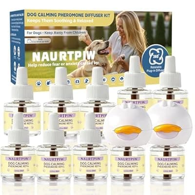 [NAURTPIW] Dog Calming Diffuser 10 Pack (2 Plug-in Diffusers + 8 Refills), 240 Days Supply, Dog Pheromone Diffuser for Anxiety Relief, Reduce Barking, Chewing, Aggression, Indoor Urination & Separation Anxiety