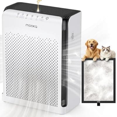 [MOOKA] MOOKA Air Purifiers for Home Pets Large Room 2200ft² with ECO Mode, 20dB Ultra-Quiet HEPA Air Filter for Bedroom with Aromatherapy Nightlight, Air Cleaner for Pet Hair Dander Odor Dust Smoke, M200L