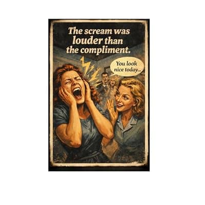 [Carastora] The Scream Was Louder Than the Compliment Metal Tin Sign, 8x12 Inch Vintage Retro Art, Funny Office or Home Decor, Humorous Quote Sign, Pre-drilled Holes for Easy Hanging