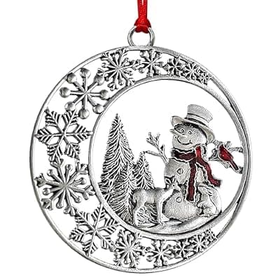 [JZILU] Christmas Ornaments 2026, Snowman Ornaments for Christmas Tree, Metal Snowflake Xmas Ornament, Pretty Cute Holiday Ornament, Vintage Snowman Gift