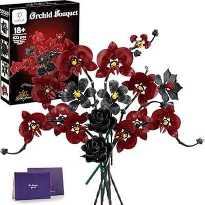 [SOOLIO] SOOLIO Orchid Rose Flower Bouquet Building Set for Adults, Gifts for Mom Wife Women Couple Girlfriend Teen, Artificial Floral Botanical Collection Gothic Decor for Home or Office (623 PCS)
