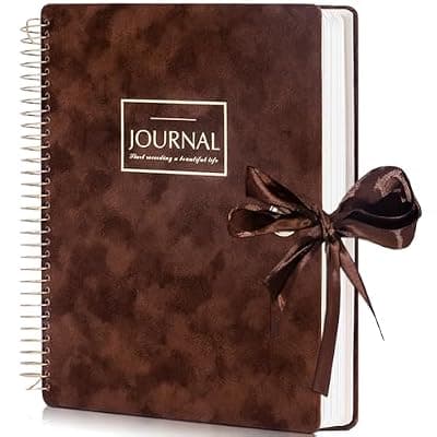 [FLYING EAGLE] FLYING EAGLE 300 Pages Thick Spiral Notebook Journaling Notebooks Vintage Velvet Journal for Women Men A4 Lined Journals for Writing with Gift Box, 8.5 x 11in, Brown