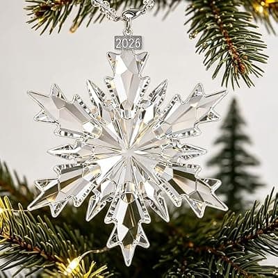 [BAOXUE] Crystal Christmas Ornaments 2026, Glass Snowflake Ornaments for Christmas Tree, Sparkle Crystal Star Ornament Gift for Women, Unique Pretty Beautiful Xmas Tree Decor