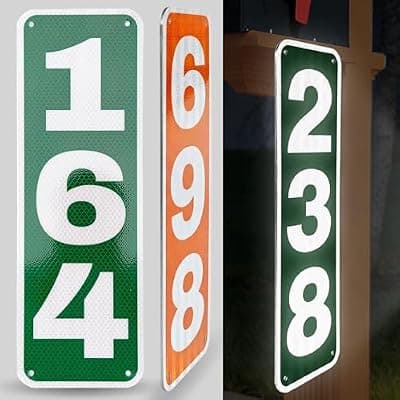 [SarlinSter] 911 Reflective Address Signs House Numbers - 80mil Thick Pure Metal Aluminum Rustproof Address Numbers, Custom House Number Signs for Outside Driveway Mailbox Post Wall (Vertical)