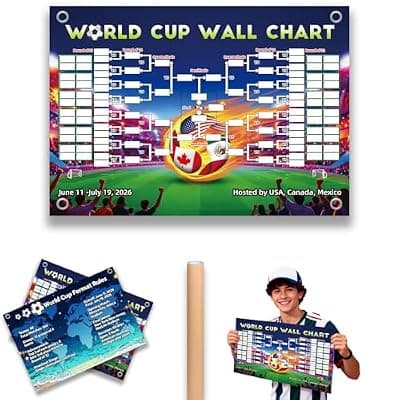 [TOKLYUIE] TOKLYUIE for World Cup Schedule Poster World Cup Merchandise Double Sided Printing No Crease Schedule Waterproof Erasable 2026 Football Tournament Schedule and Team Info Chart Poster for Soccer Fans