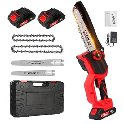 [ALSO GO] Mini Chainsaw Cordless, 8" & 6" Electric Chainsaw Battery Powered with 2x2.0Ah Batteries, Handheld Brushless Chain Saw for Tree Trimming, Wood Cutting, Gardening Gifts for Men Dad