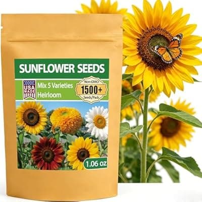 [LUOJIBIE] LUOJIBIE Sunflower Seeds 5 Varieties Mixed, 1500+ Sunflower Seeds for Planting 2026, High Germination Non-GMO, Wildflower Seeds for Planting Indoor Outdoor, Open Pollinated