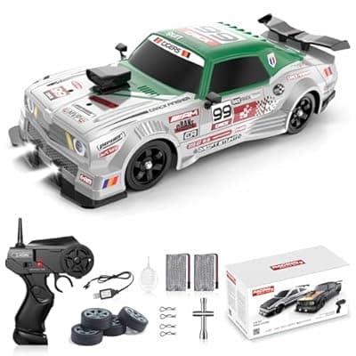 [Desdoni] Desdoni RC Drift Car 1:16 Scale 4WD High Speed Remote Control Cars Vehicle 2.4GHz with LED Lights Two Batteries and Drifting Tires Racing Sport Toy Cars for Adults Boys Girls Kids