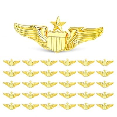 [Generic] Pilot Wing Pins, Gold Alloy Metal Airplane Pins, Air Force Flight Clasp Badge Pin