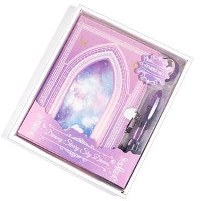 [MINICAGIE] MINICAGIE Journal with Lock for Girls Ages 8-12 Diary with Lock and Key 296 Gold Edged Pages Locked Journal for Women Teen Girls with Gift Box, Pink