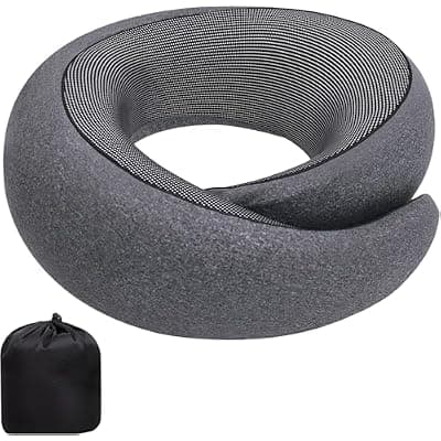 [VOOMIKON] VOOMIKON Neck Pillow Airplane, Travel Pillows for Airplanes, Memory Foam Adjustable Portable Neck Pillow for Traveling, Car Rides, and Home Use (Dark Gray)