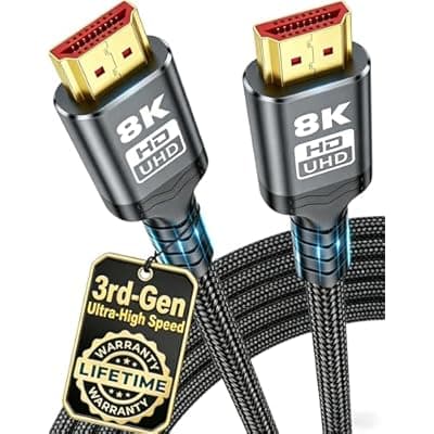 [Green Jiss] 10K 8K HDMI Cable 2.1 48Gbps, 1.5FT 3.3FT 6.6FT 10FT 16FT 20FT 25FT 30FT 35FT Available, 3rd Gen Ultra High Speed HDMI Cord, Gold-Plated Military Grade Nylon Braided, 4K@120Hz 8K@60Hz 7680x4320(10FT)