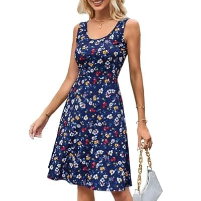 [Herou] Herou Summer Beach Dresses for Women A Line Sleeveless Tank Dress | Casual,Scoop Neck,Soft,Knee Length,Breathable