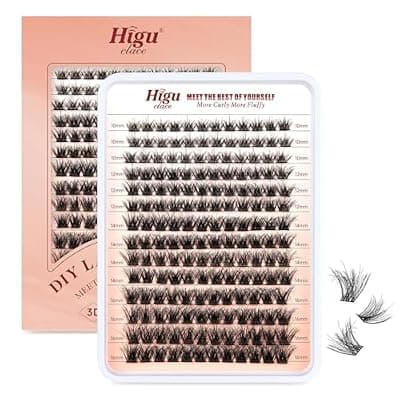 [Higu clace] Higu clace Lash Extension Clusters Individual Lashes Soft DIY Eyelash Extensions Mixed Tray Eyelash Clusters Natural Look10-16mm