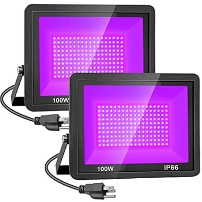[Paoicole] Paoicole 2 Pack 100W LED Black Light, Blacklight Flood Light with Plug, IP66 Waterproof Black Lights for Glow Party, Halloween, Stage Lighting, Aquarium, Body Paint, Fluorescent Poster