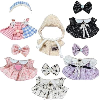 [Ezcora] Ezcora Clothes Compatible with Labubu Doll, 6 Pack Doll Outfits for 17cm Doll, Perfect for Play and Display, Accessories for Doll's Collectors, (No Dolls) (Elegant Dress)