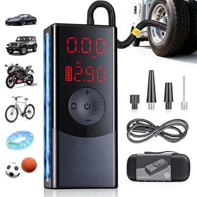 [PUFFORO] PUFFORO Tire Inflator Portable Air Compressor, Air Pump for Car with LED Light & Digital Pressure Gauge, 150 PSI, Auto Shut-Off, Rechargeable Cordless for Cars, Motorcycle, Bikes, Balls