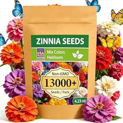 [LUOJIBIE] LUOJIBIE Zinnia Seeds, 13000+ Bulk Pack Mixed Colors Large Blooms Seeds, California Giant Zinnia Seeds for 2026, High Germination Non-GMO, Wildflower Seeds for Planting Indoor Outdoor, Open Pollinated
