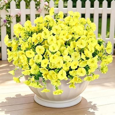 [LetuoClips] LetuoClips Artificial Flowers for Outdoors, Fake Plants for Decoration,12 Bundles of UV-Resistant Faux Morning Glory for Patio Garden Porch Yard