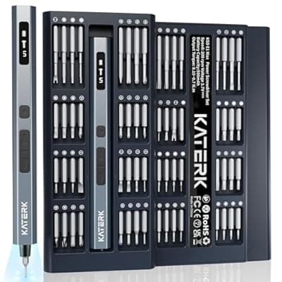 [Katerk] KATERK 64 Bits Precision Screwdriver Set, Mini Electric Screwdriver Set, Small Cordless Screwdriver with LED Light, Magnetic Storage, Repair Tool Kit for Electronics Phone Camera Laptop Watch