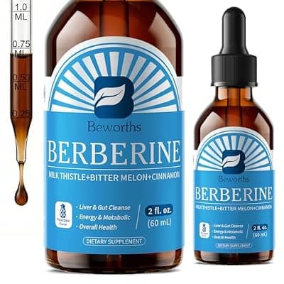 [B BEWORTHS] Berberine Supplement with Ceylon Cinnamon - Berberine Liquid Drops with Milk Thistle, Ceylon Cinnamon, Turmeric,Bitter Melon, Berberine Phytosome for Digestion System, Immune Health Support-Vegetarian