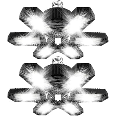[Maliralt] Maliralt LED Garage Lights Bulb 2 Pack 120W Led Screw in Garage Lights 12000LM 6500K Bright LED Garage Ceiling Lights Deformable Garage Shop Light for Attic Basement Workshop Commercial Bay Lighting