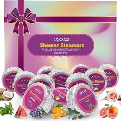 [docolor] docolor Shower Steamers Aromatherapy 12 Pack Gifts for Women Mother Day Gift Mom, Stress Relief Home Spa, Lavender Natural Essential Oil Self Care Relaxation Shower Bombs