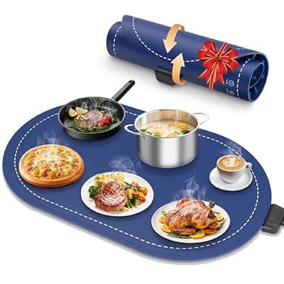 [seenlast] seenlast Warming Mat for Food with Adjustable Temperature Timer,10S Fast Heating Silicone Food Warmers for Parties Buffet and Home Daily,Food Warming Mat with Insulating Pad Raised Feet Protects Table