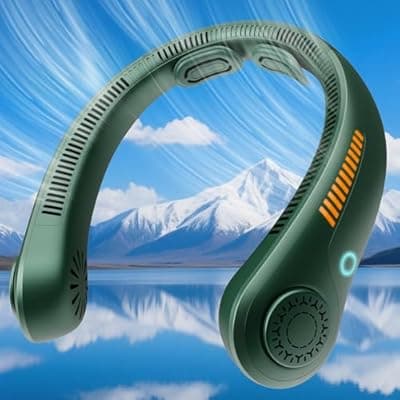 [AUIIAH] AUIIAH Portable Neck Fan Rechargeable Wearable Personal Fan Blow Cold Air, 5 Speeds, USB Battery, Neck Cooler with Neckbrace, Gift for Men Women, Sports, Gardening, Home, Outdoors, Travel, Camping