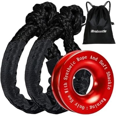 [Brobantle] Synthetic Soft Shackle & Recovery Ring Kit, 2PCS 1/2" x 22" Soft Shackles(56,000Lbs Breaking Strength) with Snatch Ring for Synthetic Winch Rope for Off-Road Jeeps ATV UTV SUV Vehicle Recovery