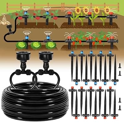[Eledom] Eledom 110FT Quick-Connect Drip Irrigation Kit, Garden Watering System DIY Automatic Irrigation Equipment Set for Lawn Raised Bed Greenhouse Plant Watering with 1/4'' Tubing, Drip Emitters, Connectors