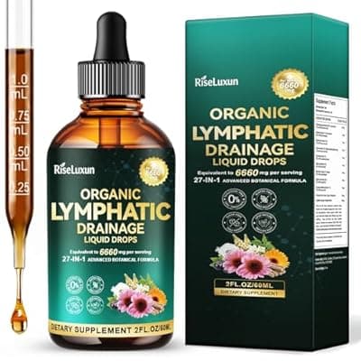 [RiseLuxun] 27-in-1 Liposomal Lymphatic Drainage Supplements Liquid drops, Lungs Detox & Lymph System Support with Echinacea, Chlorophyll, Dandelion, Burdock, Mullein for Immune Support, Cleanse & Detox, 2 FL OZ