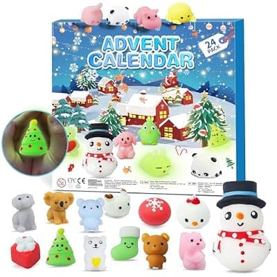 [seeykey] Advent Calendar 2026, Luminous Mochi 24 Days of Christmas Countdown Calendar, 24 Pcs Squishies Fidget Advent Calendar, Christmas Gift for Kids