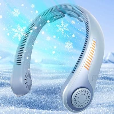 [EYERZ] EYERZ Portable Neck Fan - Rechargeable Personal Fan with Neck Support, 5-Speed Quiet Lightweight Long Lasting Neck Fan, Fathers Day, Mothers Day Gifts, Full Surround Cooling for Travel, Hot Flashes