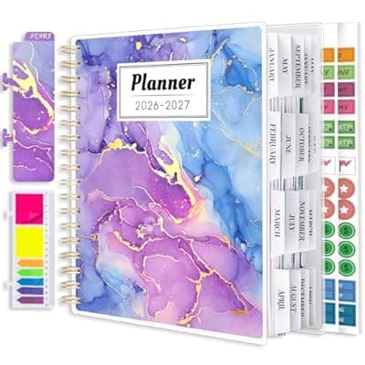 [montcool] Planner 2026-2027, Large 18 Months Academic Daily Weekly Monthly Planner Yearly Agenda Jan. 2026–June. 2027, 7.9" x 9.8", Page Tabs, Separator Page, Pocket Folder, Bookmark, Stickers, Sticky Note Set