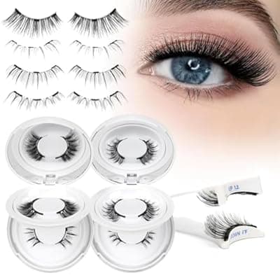 [Higu clace] Higu clace Magnetic Eyelashes 4Pairs Magnetic Eyelashes with Applicator Soft Magnetic Lashes Natural Look Wispy Magnet Lashes Without Eyeliner Easy to Wear and Remove(DJCX-B06）