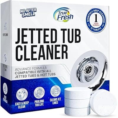 [True Fresh] True Fresh Jetted Tub Cleaner Tablets – 12 Cleaning Tablets for Bathtub Jets & Spa Systems, Jet Tub Cleaner for Whirlpool Jets, Removes Scale & Residue, Hot Tub Jet Cleaner System, 1 Year Supply