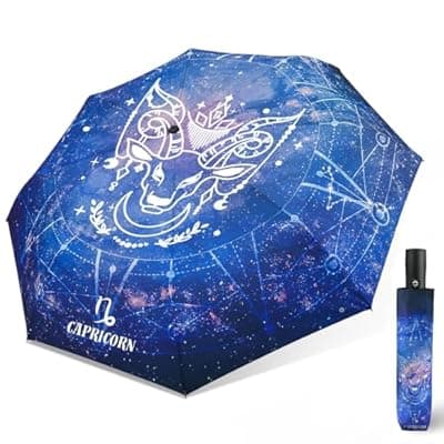 [Natuquebrela] Natuquebrela Automatic Compact Umbrella Constellations - Folding Windproof Rain Umbrellas Travel Lightweight Sturdy Unique Portable Umbrella for Women Girls