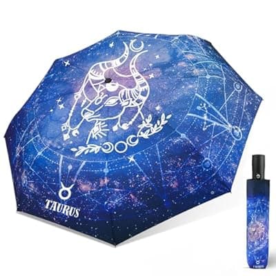 [Natuquebrela] Natuquebrela Automatic Compact Umbrella Constellations - Folding Windproof Rain Umbrellas Travel Lightweight Sturdy Unique Portable Umbrella for Women Girls