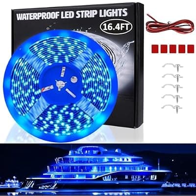 [Yeenoon] Yeenoon LED Boat Lights - 16.4ft Strip Lights, Waterproof Interior & Exterior, Pontoon, Bass Boat, Kayak, Cabin, Deck, Navigation Lights (Blue)