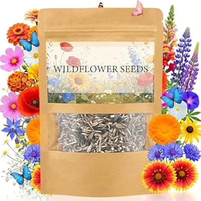 [LUOJIBIE] LUOJIBIE Wildflower Seeds Bulk, 10,000+ Flowers Seeds for Planting Outdoor, 16 Varieties Annual & Perennial Flowers Seeds Mix Color for Garden, 2 Oz Packet, Non-GMO, Attracts Pollinators, Easy to Grow