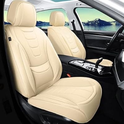 [Gripure] Gripure Car Seat Covers for Full Set – Waterproof & Breathable Faux Nappa Leather, 360° Wrap Design, Airbag Compatible, Lumbar Support, Perfect for Drivers Who Sweat-Breathable Design. – Beige
