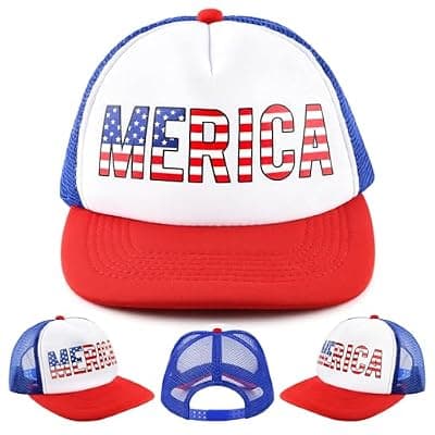 [Labrostar] Labrostar 4th of July Hat Fourth of July Accessories American Flag Hat 4th of July Accessories Adjustable USA Hat Trucker Hats for Men Women Teen